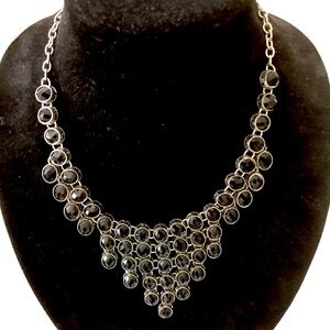 SILVER NECKLACE WITH BLACK STONES